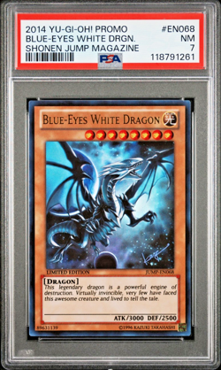 PSA 7 Blue-Eyes White Dragon JUMP-EN068 Shonen Jump Magazine 2014 Yugioh Promo - Image 1