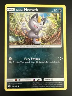 Alolan Meowth 78/149 SM Base Set Regular - Pokemon Card LP - Image 1