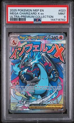 2025 POKEMON MEP EN-ME BLACK STAR PROMO #023 MEGA CHARIZARD X EX PSA 9 - Image 1