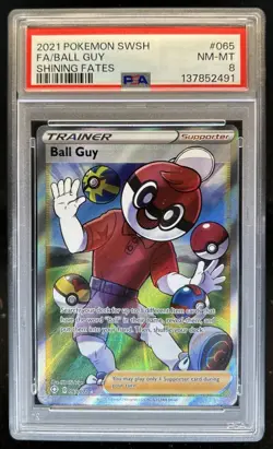 2021 Pokemon SWSH Shining Fates Ball Guy #065/072 PSA 8 - Image 1