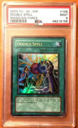 Yugioh Double Spell Ultra Rare - Magician Force - Mint PSA 9 Graded Card - Image 1