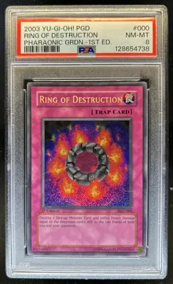 2003 Yu-Gi-Oh Pharaonic Guardian 1st Edition Ring of Destruction #PGD-000 PSA 8 - Image 1