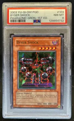 2003 Yu-Gi-Oh Pharaonic Guardian 1st Edition Byser Shock #PGD-103 PSA 8 - Image 1