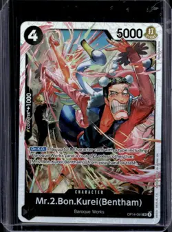 2026 One Piece Azure Sea's Seven Mr. 2 Bon Kurei Bentham Super Rare #OP14-091 - Image 1