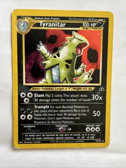Pokemon TCG Tyranitar Holo Rare Card 12/75 Neo Discovery HP/CREASES - Image 1