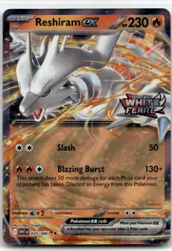 Reshiram ex (White Flare Stamped) Holofoil Double Rare Miscellaneous Cards & Pro - Image 1