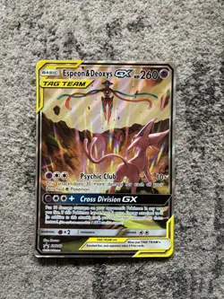 Pokemon TCG Jumbo Espeon & Deoxys GX SM240 Black Star Promo Card - Image 1