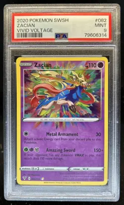 2020 Pokemon SWSH Vivid Voltage Zacian #082/185 PSA 9 - Image 1