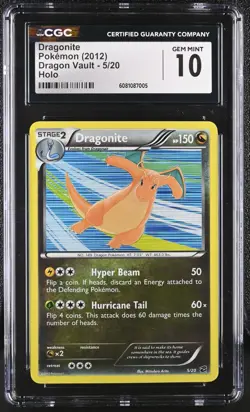 Dragonite 2012 Dragon Vault Holo #5/20 Pokemon Black And White CGC 10 POP 7 - Image 1