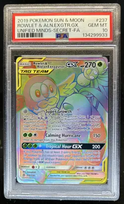 2019 Pokemon SM Rowlet Alolan Exeggutor Tag Team Full Art #237/236 PSA 10 - Image 1
