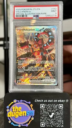 2025 POKEMON JOURNEY TOGETHER SPECIAL ILLUSTRATION RARE #182 VOLCANION EX PSA 9 - Image 1