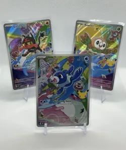 Pokemon First Partner Illustration Collections Rowlet 43 Litten 44 Popplio 45 - Image 1