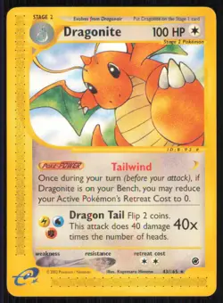 Dragonite 43/165 Rare Expedition Base Set Pokemon Lightly Played - Image 1