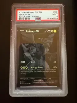 2025 POKEMON BLK EN-BLACK BOLT BLACK WHITE RARE #172 ZEKROM EX PSA 9 - Image 1