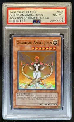 2004 Yu-Gi-Oh Invasion of Chaos 1st Edition Guardian Angel Joan #IOC-087 PSA 8 - Image 1