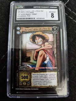 2005 One Piece CCG CH047 Luffy The Great Captain Straw Hat Foil CGC 8 NM/MINT - Image 1