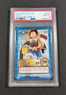 2001 Japanese One Piece CHB Luffy S102 PSA 10 GEM MINT Grand Line Comp. 2 - Image 1