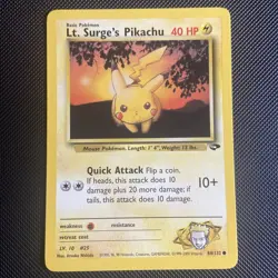 Lt. Surge's Pikachu 84/132 Gym Challenge Pokemon TCG WOTC Vintage 2000 Common NM - Image 1