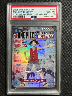 2026 ONE PIECE PROMOS COLLEGE BASKETBALL : US VOYAGE MONKEY D. LUFFY PSA 10 #2 - Image 1