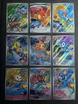 Pokemon TCG 30th anniversary first partner starters illustration set Full 9 Card - Image 1