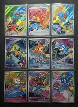Pokemon TCG 30th anniversary first partner starters illustration set Full 9 Card - Image 2