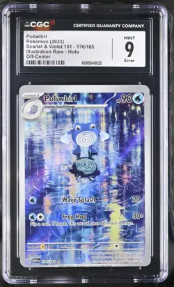 Poliwhirl IR 176/165 - CGC Error Card (Off-Center) - Mint 9 - Pokemon 151 MEW-EN - Image 1