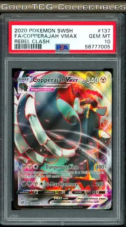 PSA 10 ⭐ Pokemon Copperajah VMAX 137 Rebel Clash Full Art Graded Card - Image 1
