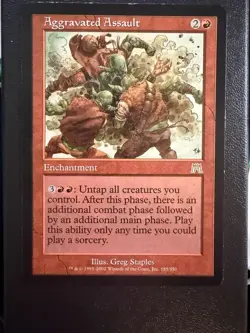 Wizards Aggravated Assault Enchantment Onslaught Red Rare 185 - Image 1