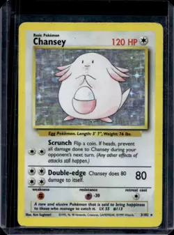1999 Pokemon Unlimited Chansey Rare Holo #3/102 - Image 1