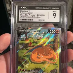 2022 POKEMON SWSH BLACK STAR PROMO #260 FULL ART/CHARIZARD V CGC 9 - Image 4