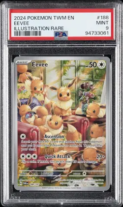 2024 POKEMON TWM EN-TWILIGHT MASQUERADE ILLUSTRATION RARE #188 EEVEE PSA 9 - Image 1