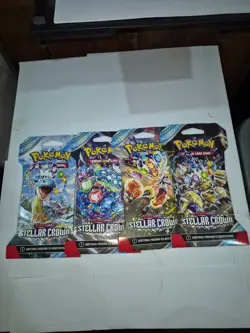 Pokemon TCG Stellar Crown Sleeved Booster Art Set 4 Packs Factory Sealed SP10 - Image 1