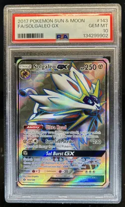 2017 Pokemon SM Solgaleo GX Full Art #143/149 PSA 10 GEM MINT - Image 1