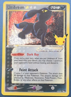 Pokemon Umbreon Star 17/17 Celebrations Classic Collection Holo 70 HP English - Image 1