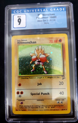 2000 Pokemon Base Set 2 Hitmonchan Holo 8/130 CGC 9 MINT - Image 1
