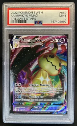 2022 Pokemon SWSH Brilliant Stars Mimikyu VMAX #069/172 PSA 9 - Image 1