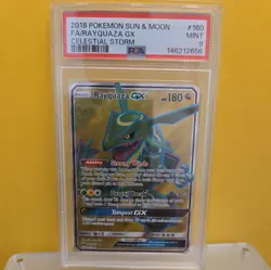 Rayquaza GX 160/168 Full Art Holo Pokemon 2018 Celestial Storm PSA 9 MINT - Image 1