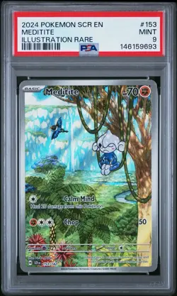 Pokemon TCG Meditite 153/142 Sv07: Stellar Crown Illustration Rare Holo PSA 9 - Image 1