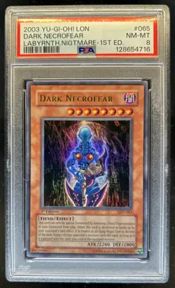2003 Yu-Gi-Oh Labyrinth of Nightmare 1st Edition Dark Necrofear #LON-065 PSA 8 - Image 1