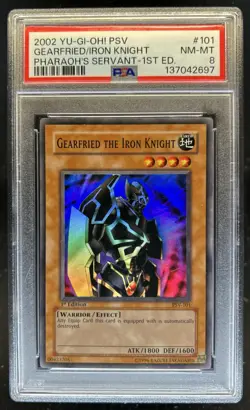 2002 Yu-Gi-Oh Pharaoh's Servant 1st Gearfried the Iron Knight #PSV-101 PSA 8 - Image 1
