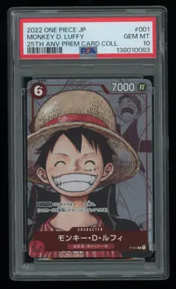 2022 One Piece JPN Monkey D. Luffy P-001 25th Anniv. Promo PSA 10 GEM MINT - Image 1