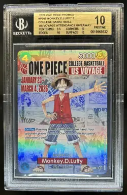 2026 One Piece X US Voyage College Basketball Promo Monkey D Luffy #P-055 BGS 10 - Image 1
