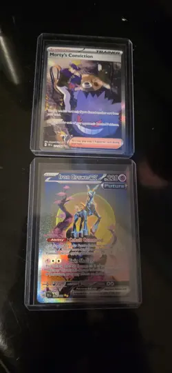 Pokemon TCG Morty's Conviction & Iron Crown ex Holo TEF Lot - 2 Cards - Image 1