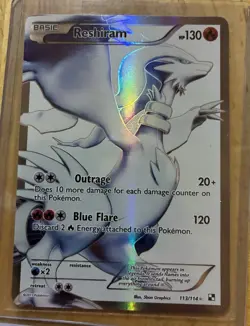 Reshiram Full Art Black and White Card 113/114 NM Condition/ Zekrom TG05/TG30GM - Image 2