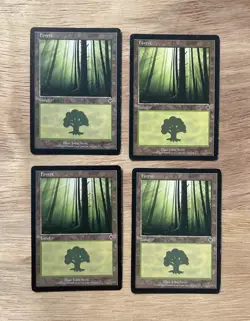 VINTAGE X4 MTG Forest Land 347 Invasion Magic the Gathering Illus By John Avon - Image 1