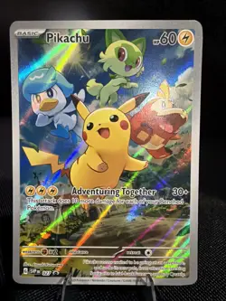 Pokemon Pikachu Promo Full Art Holo SVP Black Star 027 60 HP Adventuring Togeth… - Image 1