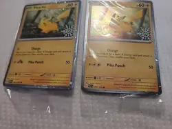 2 Pikachu 025/165 Pokemon Holiday Calendar Snowflake Stamped Holo Lot - Image 2