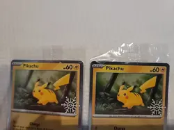 2 Pikachu 025/165 Pokemon Holiday Calendar Snowflake Stamped Holo Lot - Image 3