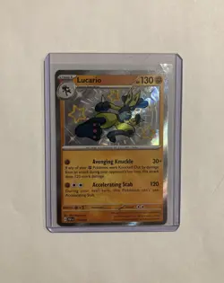 Pokemon TCG Lucario Card 174/091 Paldean Fates Shiny Holo Rare Authentic - Image 1