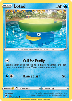 Lotad 032/203 Common Evolving Skies Pokemon Near Mint - Image 1